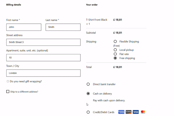 Conditional Logic added to a checkout form with Flexible Checkout Fields