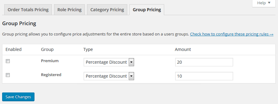 Group Pricing Example