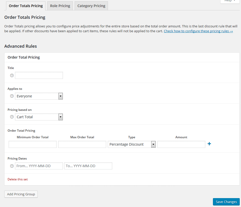 Order Totals Pricing - Flexible Pricing WooCommerce