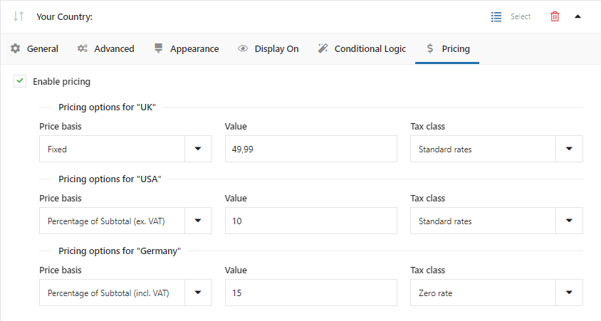 adding pricing to the checkout