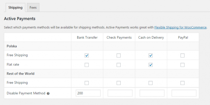 WooCommerce Active Payments - Shipping