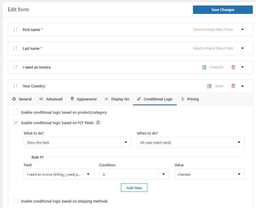 Add Conditional Logic to Checkout Fields