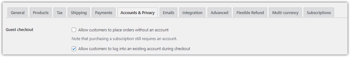 Allow customers to log into an existing account during checkout