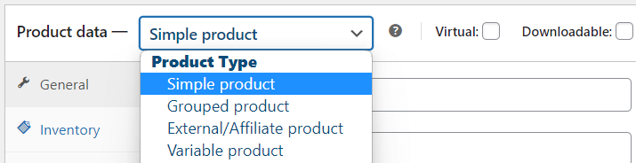 WooCommerce product type