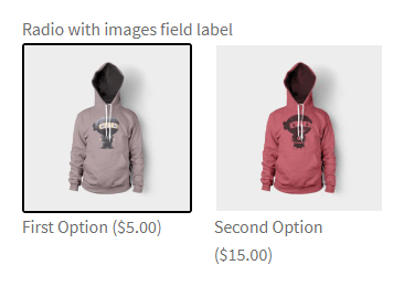 Radio with images field label - advanced product field for WooCommerce