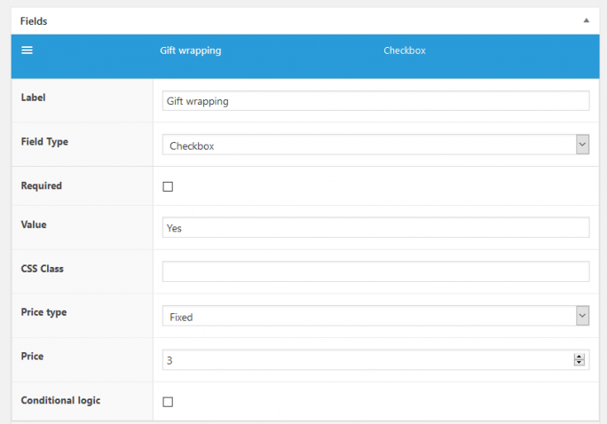 WooCommerce gift wrapping - price configuration for a checkbox field