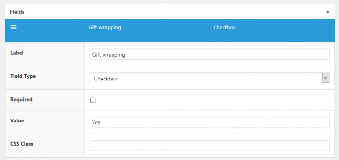 WooCommerce add gift wrapping - checkbox field type