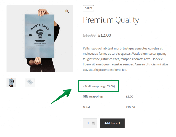 WooCommerce product personalization options plugin - checkbox