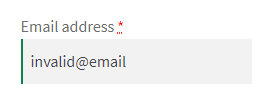 Invalid email address in the checkout