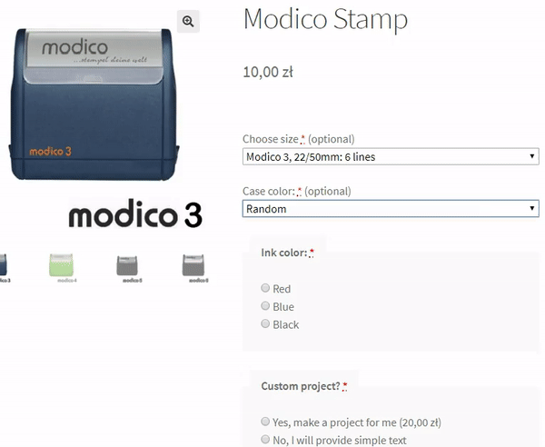 WooCommerce Stamps: Case Color