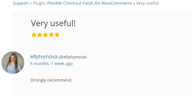 Review for the WooCommerce checkout customization plugin