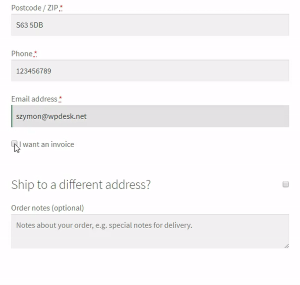 I want an invoice checkbox - customize WooCommerce billing and shipping fields