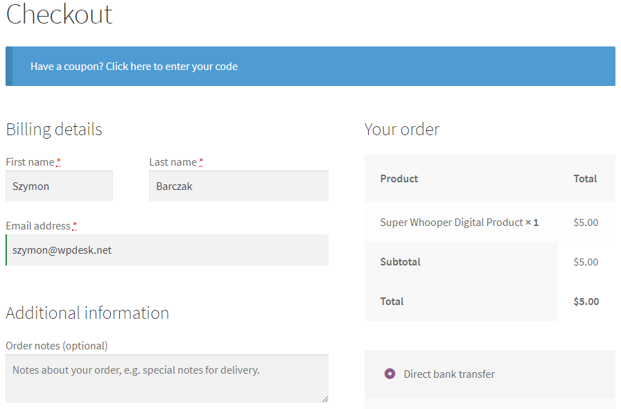 WooCommerce Custom Checkout for selling Digital Goods - A plugin for order form customization