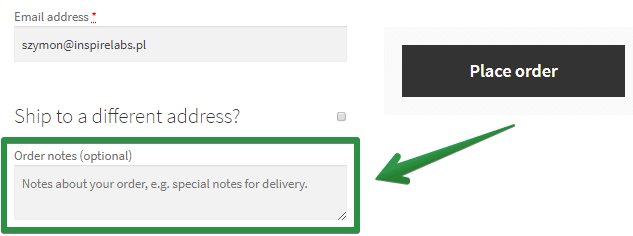 Order Notes for WC checkout