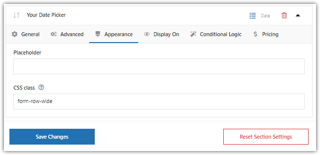 CSS settings of WooCommerce Checkout Datepicker