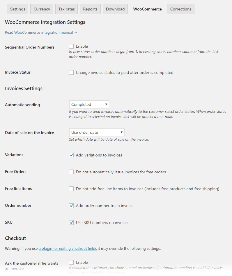 Flexible Invoices Settings