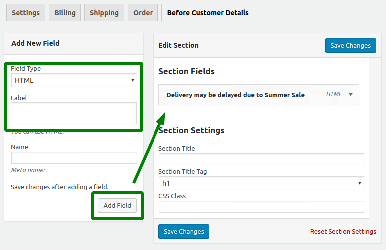 Add Field - WooCommerce Checkout Message
