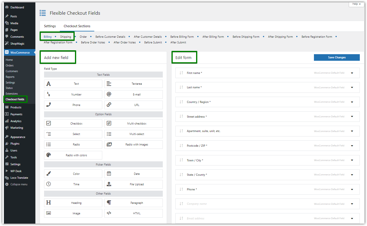 WooCommerce: Checkout, Shipping and Accounts Settings