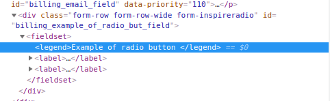 Legend element in the code