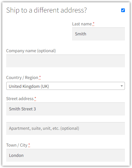 Disable fields shipping form