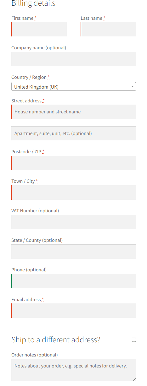 WooCommerce Checkout Page: settings, missing options & errors