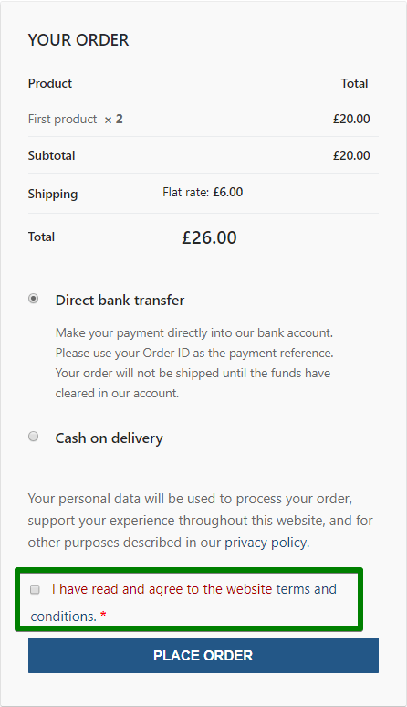 WooCommerce GDPR - Add privacy & consent checkbox to Checkout