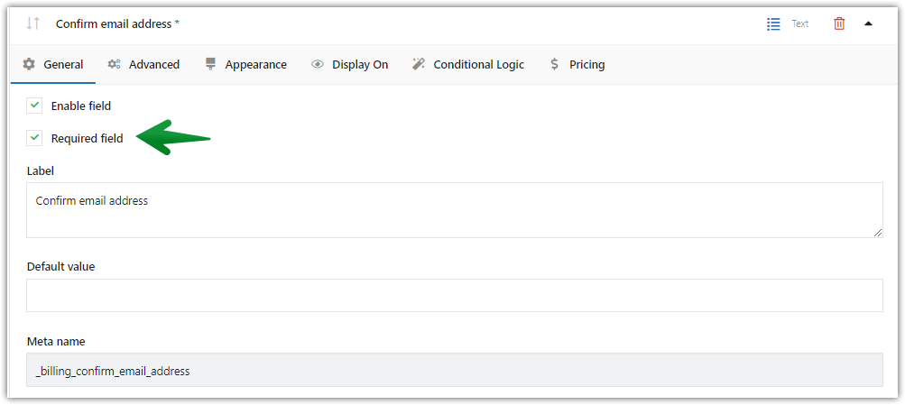 woocommerce verify email address required field