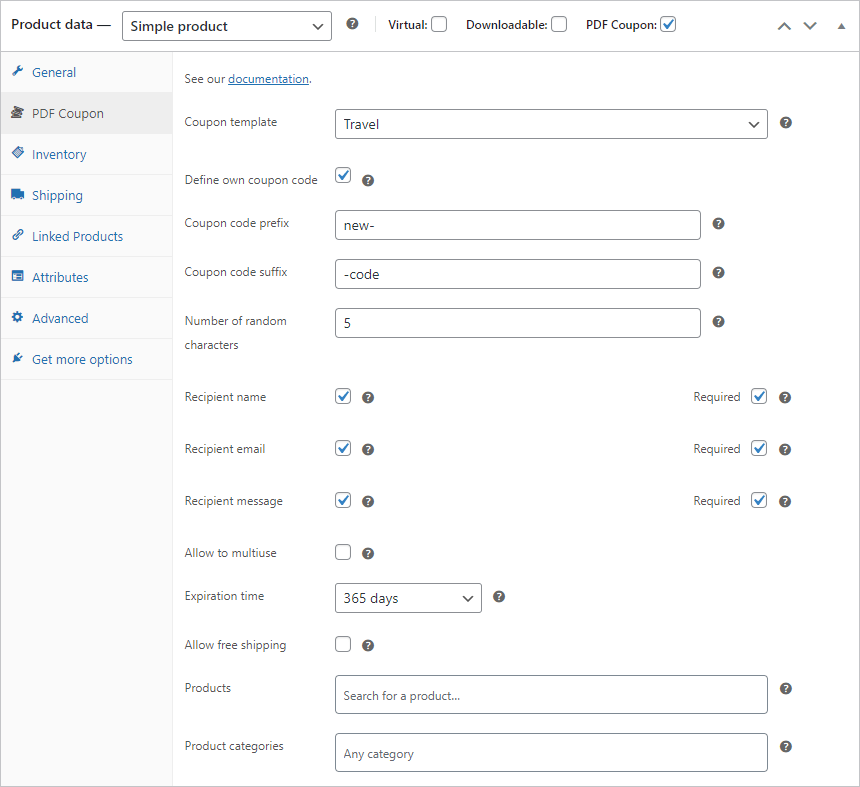 Flexible Coupons PRO WooCommerce Simple Product Edit Page