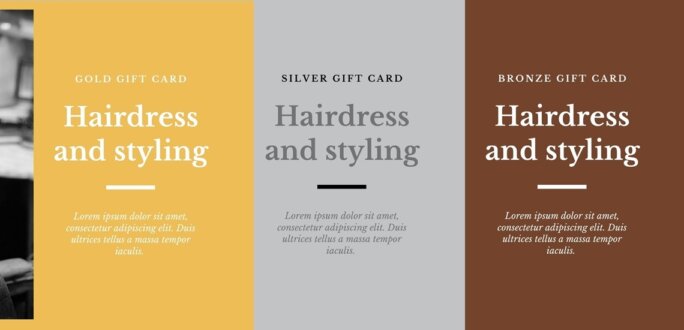 Gold Silver Bronze Voucher package variations in WooCommerce