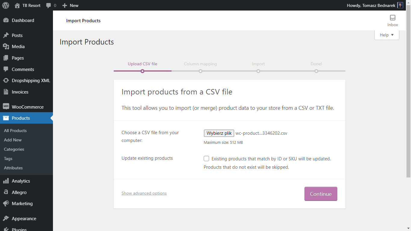 WooCommerce Import Products - built-in product importer - basic functionality