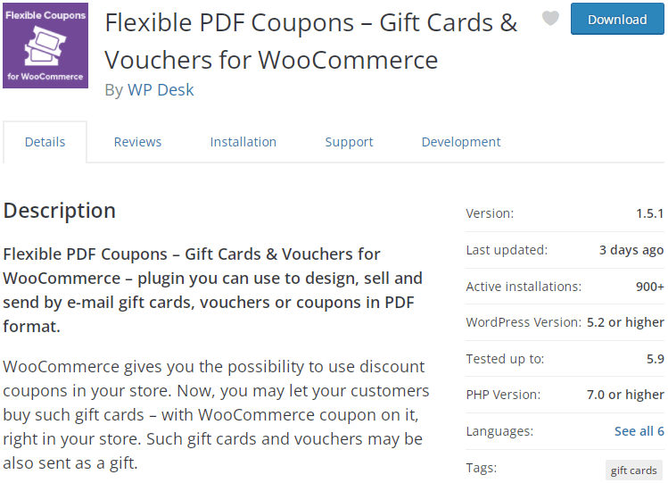 WooCommerce Black Friday PDF gift cards, coupons, and vouchers