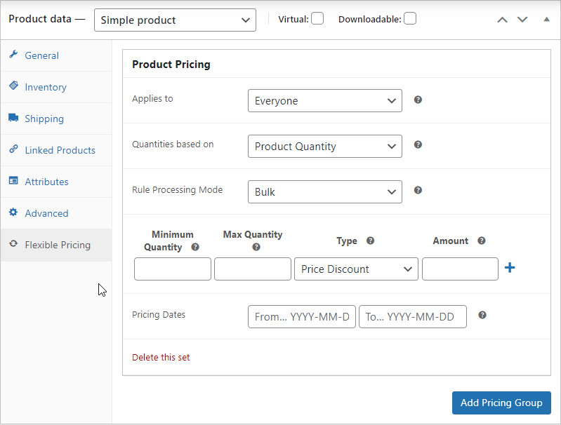 WooCommerce Pricing - Product Prices Bulk and quantity discounts