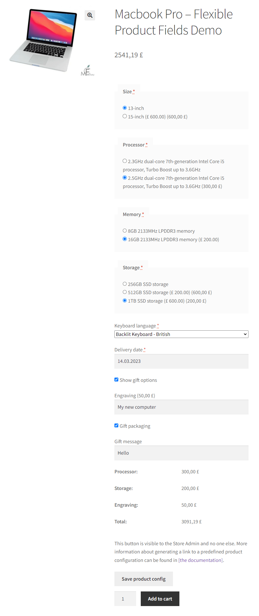 Conditional logic and pricing with product field types