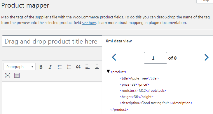 WooCommerce Import Products with images - map fields from the product feed - drag and drop