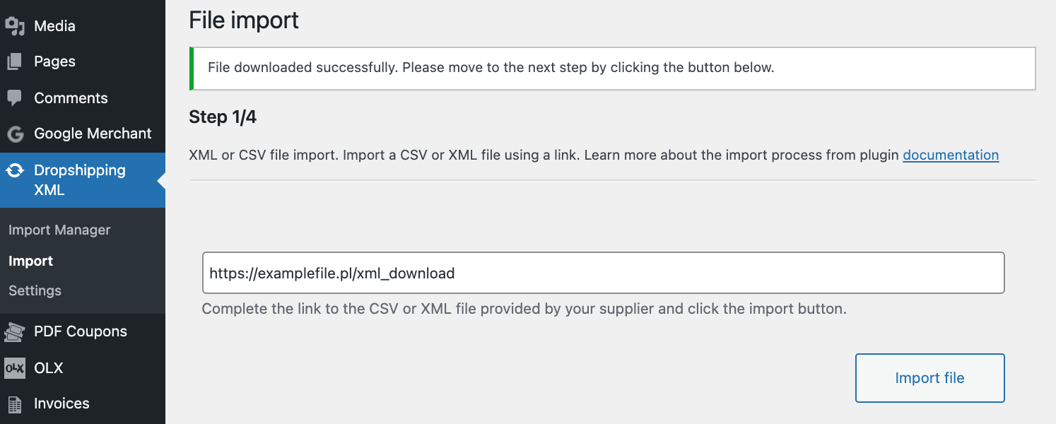 Dropshispping WooCommerce - xml file import