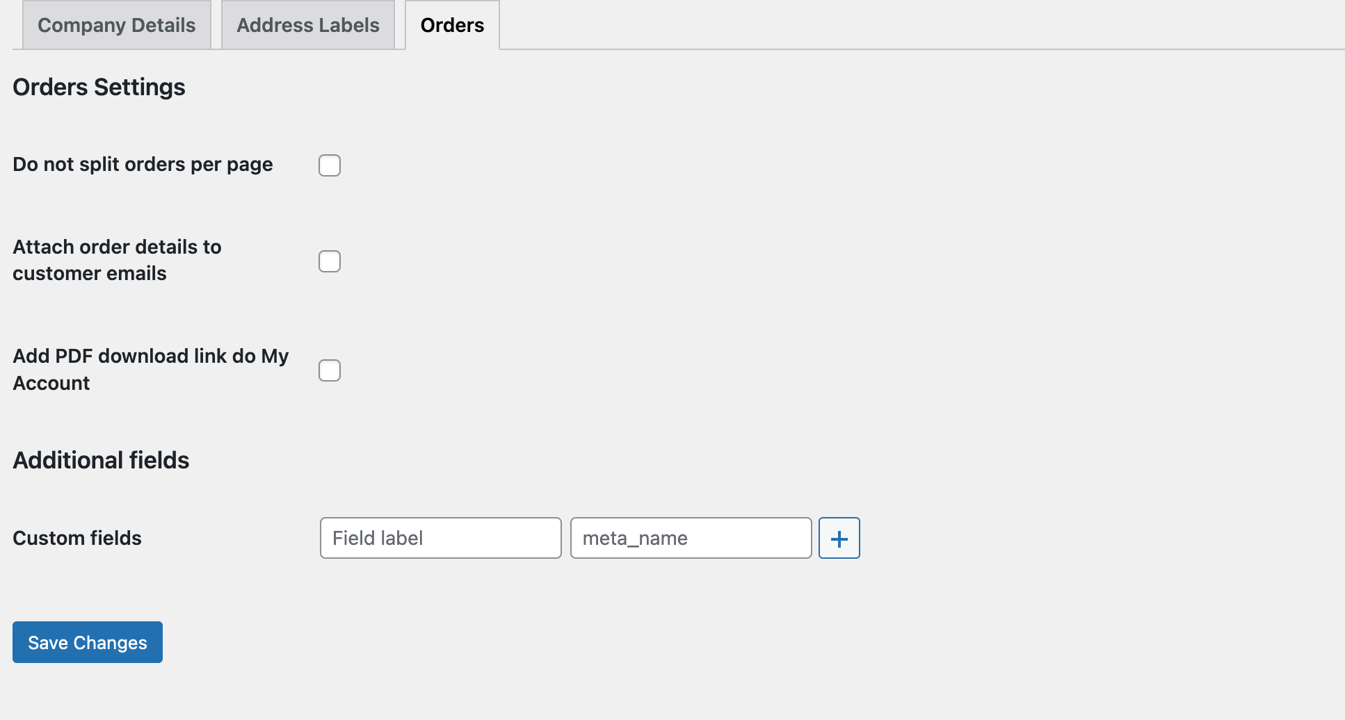 WooCommerce Print order - settings tab