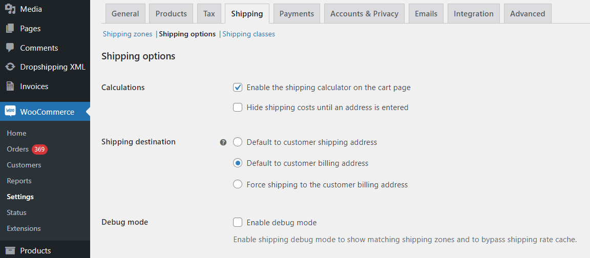 WooCommerce Shipping Options