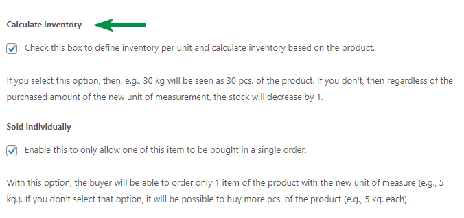 Calculate inventory based on the dimensions and unit quantity calculation