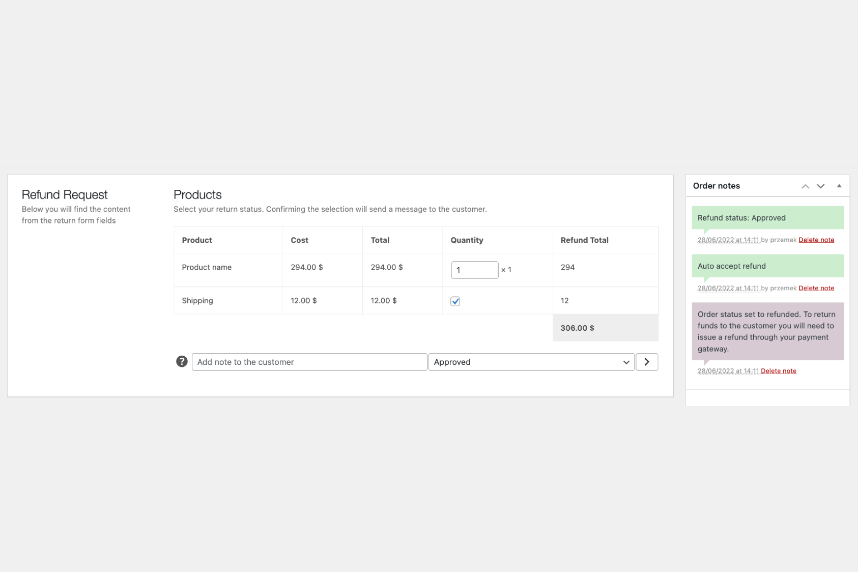 Flexible Refund and Return Order for WooCommerce - Order edition