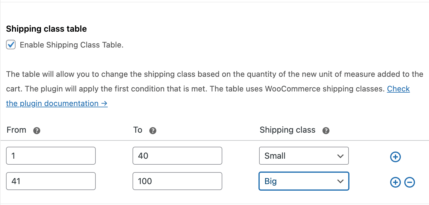 Flexible Quantity - shipping table