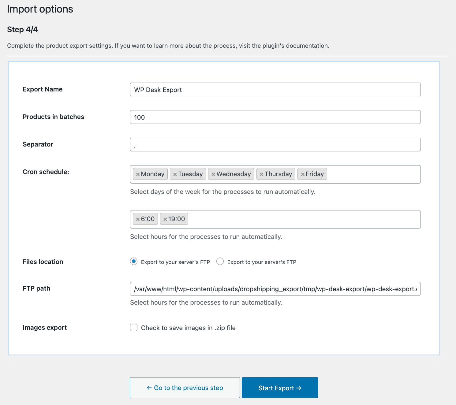 Synchronization management for WooCommerce product feed export