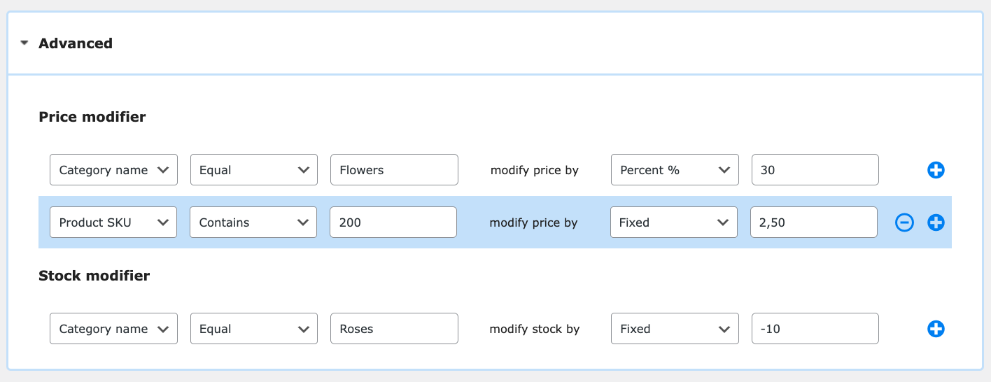 Price and stock modifiers for WooCommerce product feed export