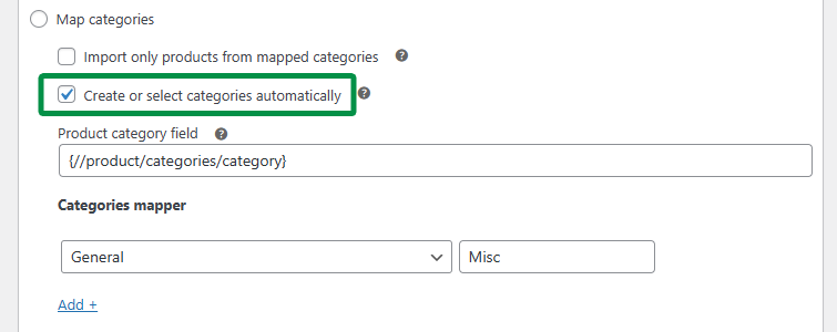 Create categories automatically