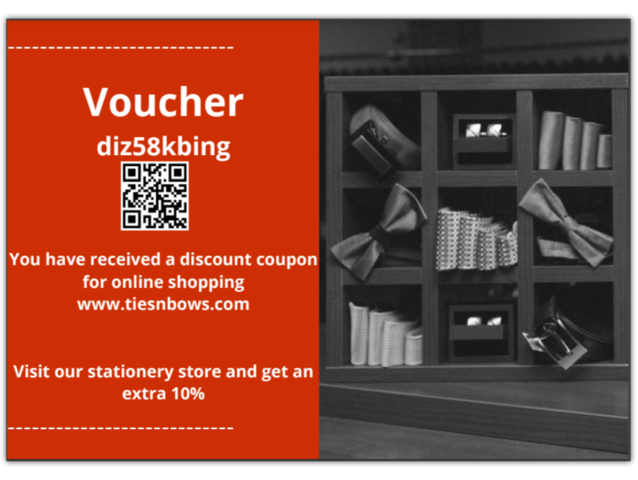 Sample voucher with QR code created with the add-on