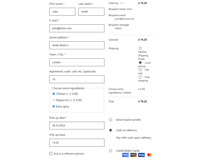 Flexible Checkout Fields for WooCommerce - beautiful form