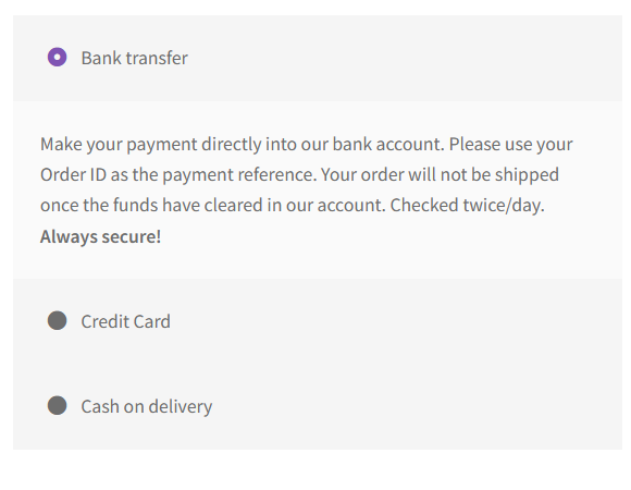 Additional information about the WooCommerce payment method