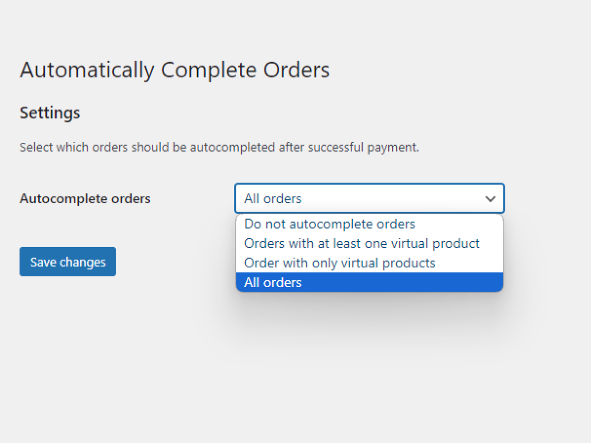 Automatic Payment Status WooCommerce - always complete orders
