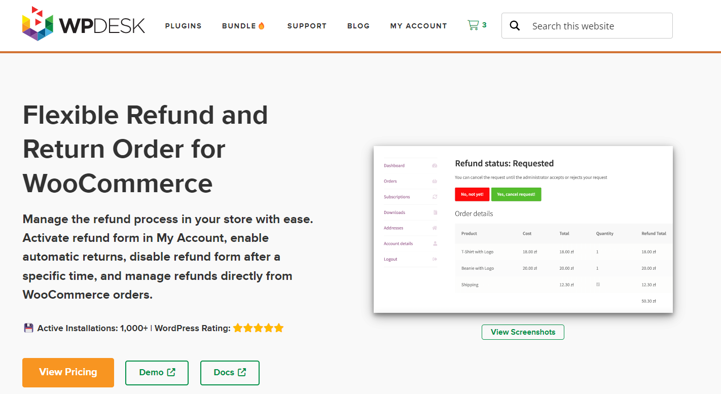 Flexible Refund and Return Order for WooCommerce - plugin