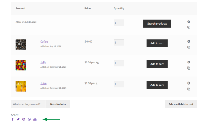 Share product wishlists in WooCommerce