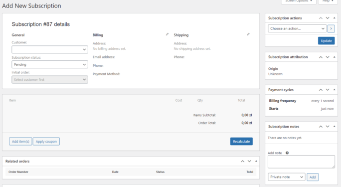 Flexible Subscriptions - a subscription view